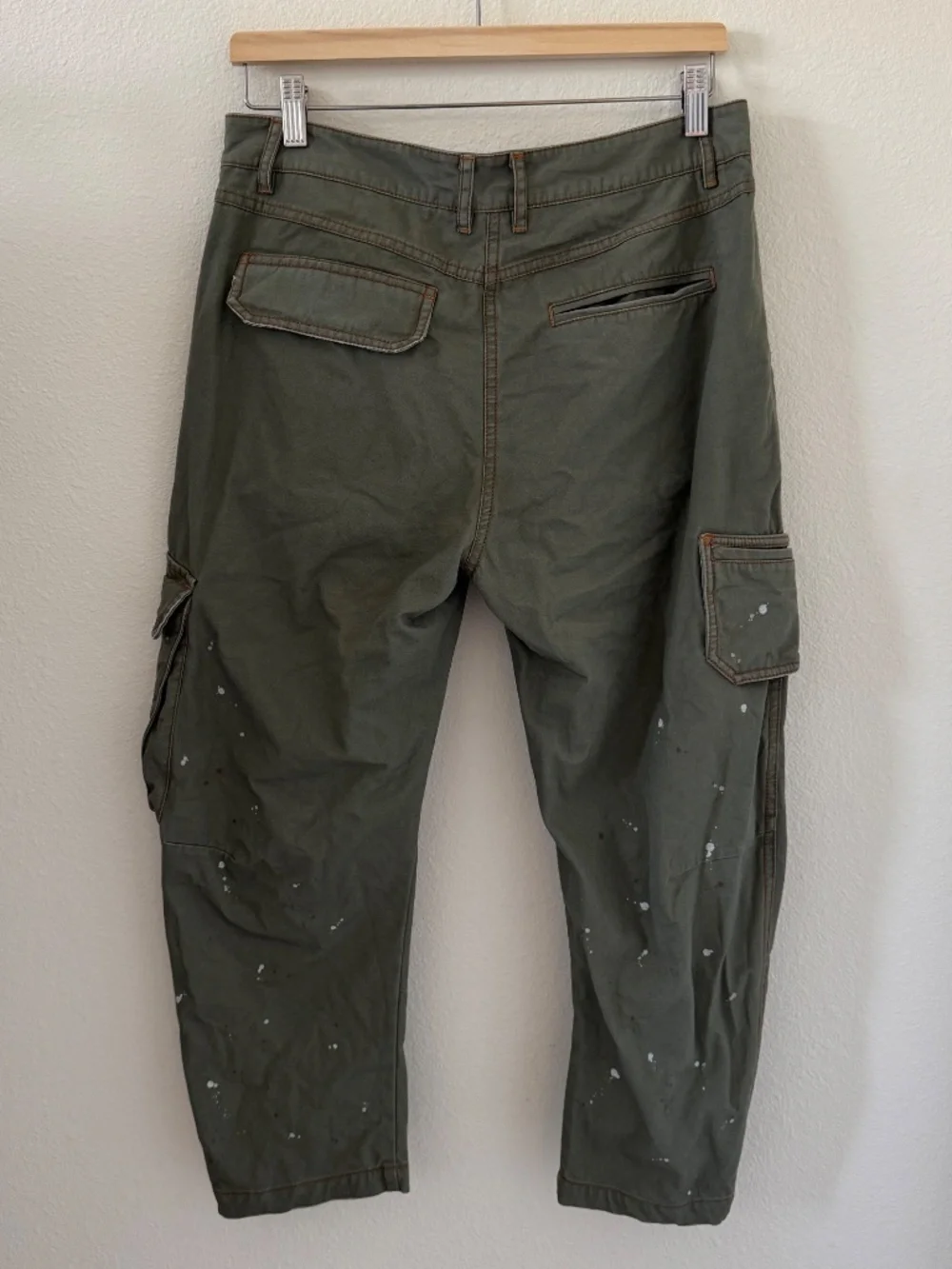 Men's Fried rice Painted Cargo Pants/Olive Green/W 31.25 inches G guava_threads
